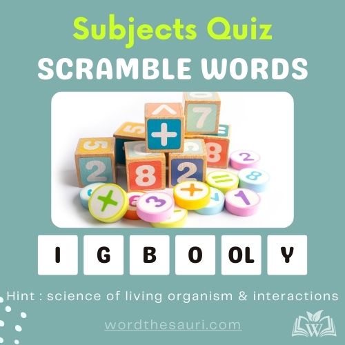 Guess the scramble words Subjects
